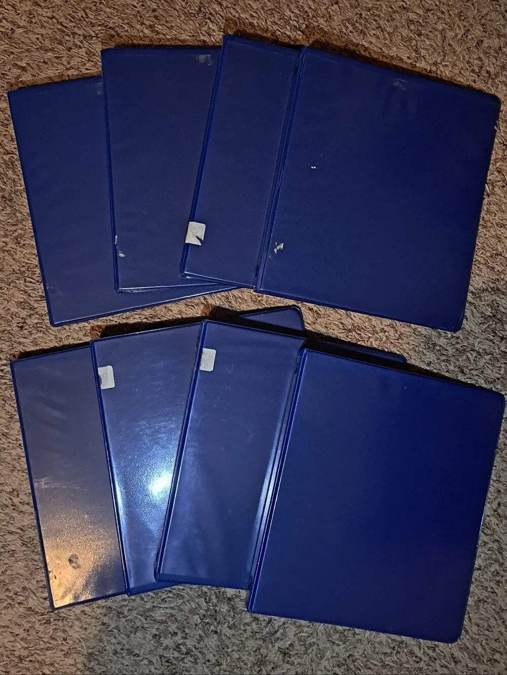 Set of 8 Blue Plastic 3-Ring Hard Cover Binders